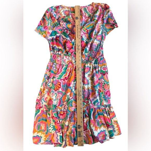 NICOLE MILLER FLORAL PRINTED‎ SATIN DRESS WOMENS SIZE LARGE - Picture 3 of 7